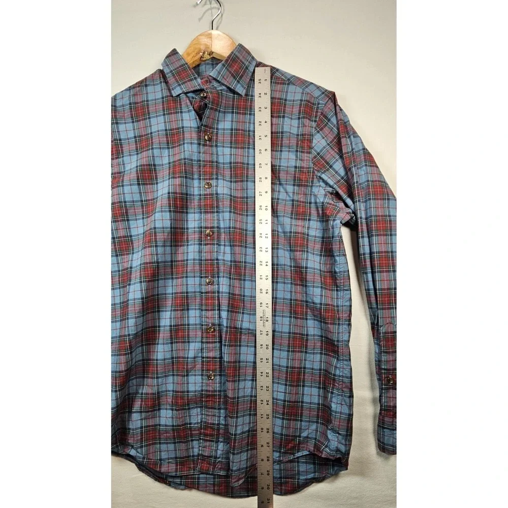 Polo Ralph Lauren Classic Fit Plaid Shirt Mens M Blue‎ Red Cotton Preppy